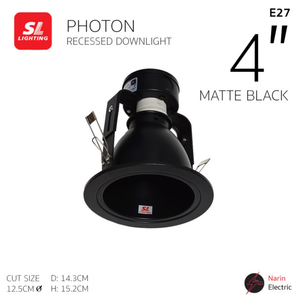 SL Lighting โคมฝังฝ้า ดาวน์ไลท์ 4 นิ้ว (ดำด้าน) ขั้ว E27 รุ่น SLP-6PHOTON-4-BK SL PHOTON | เฉพาะโคม