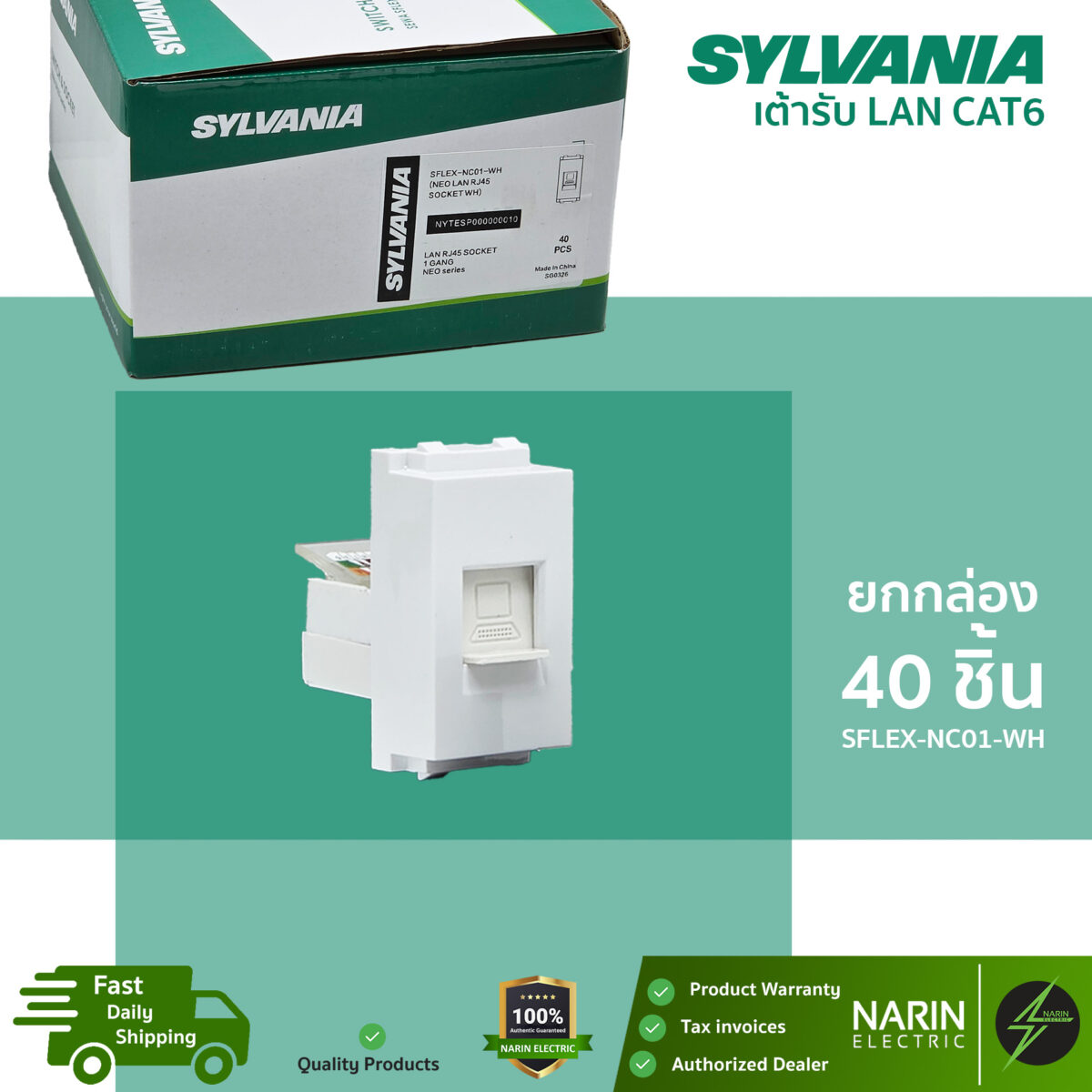 SYLVANIA เต้ารับ LAN CAT6 รุ่น SFLEX-NC01-WH