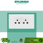 SYLVANIA เต้ารับคู่มีกราวด์ แนวตั้ง มีม่านนิรภัย รุ่น SFLEX-NSV3-WH
